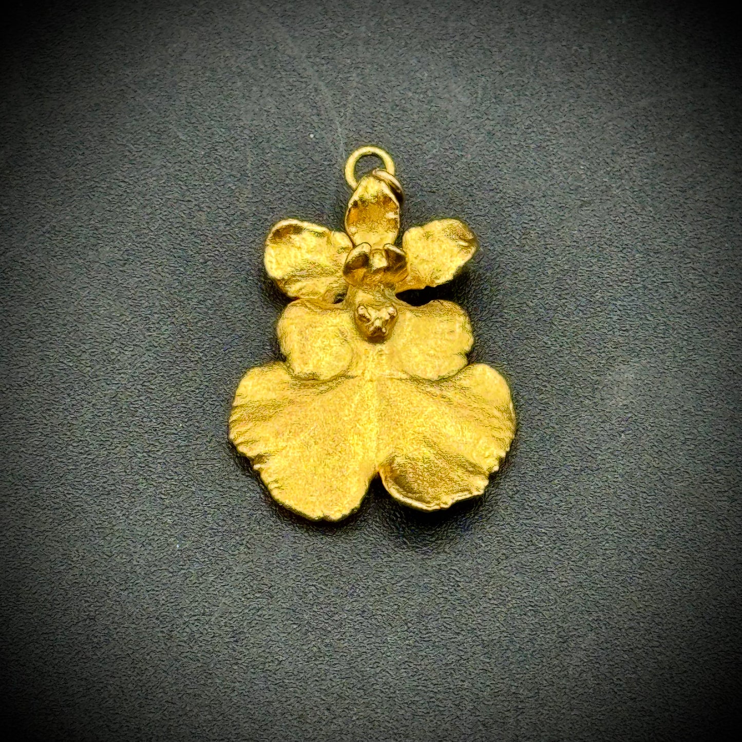 Vintage 1980s 22kt Gold Plated Orchid Flower Pendant