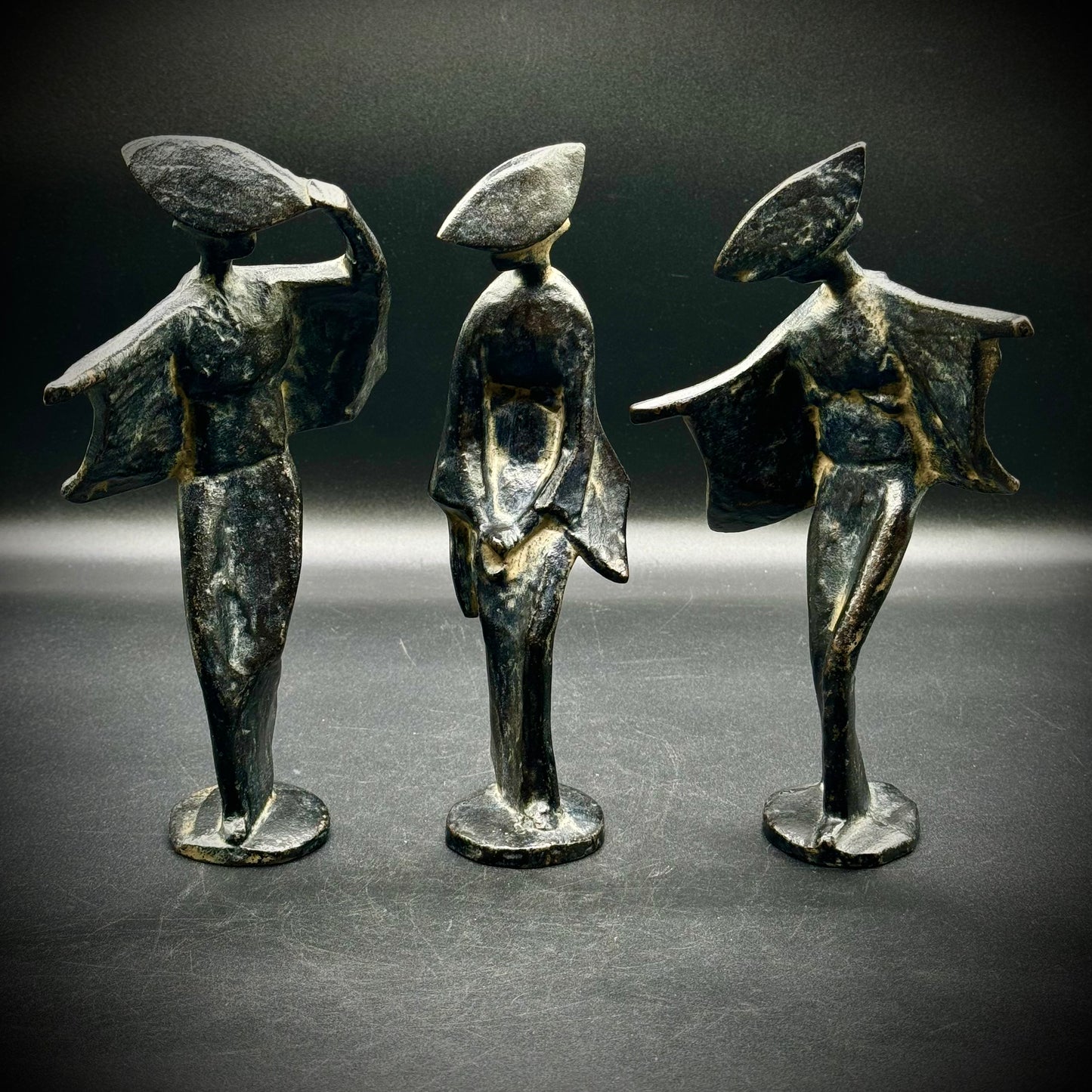 Japanese Iron Sculptures of Awaodori Dancing Figures by Keiten Takahashi