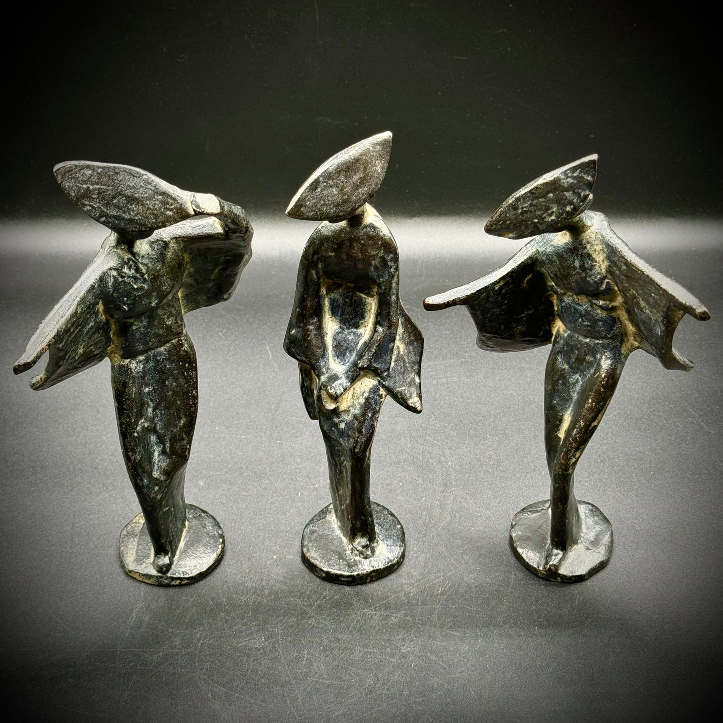 Japanese Iron Sculptures of Awaodori Dancing Figures by Keiten Takahashi