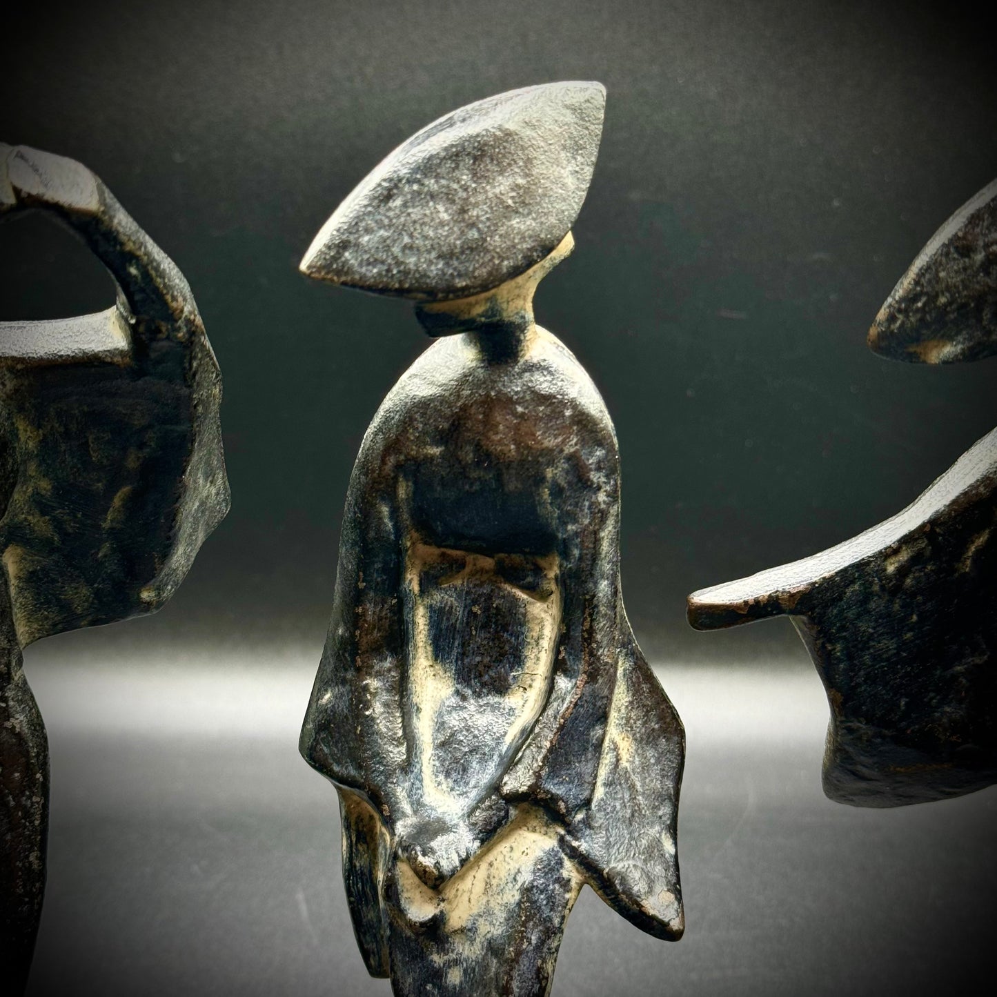 Japanese Iron Sculptures of Awaodori Dancing Figures by Keiten Takahashi