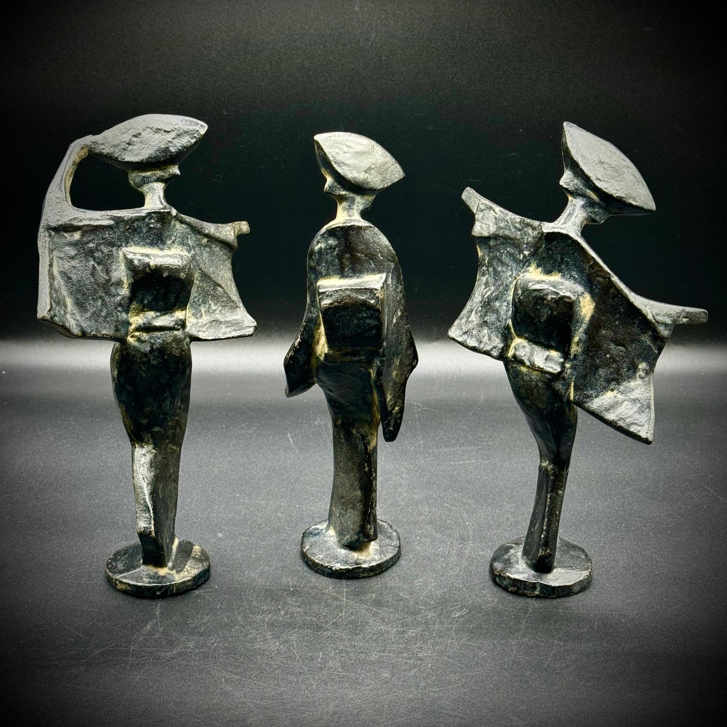 Japanese Iron Sculptures of Awaodori Dancing Figures by Keiten Takahashi