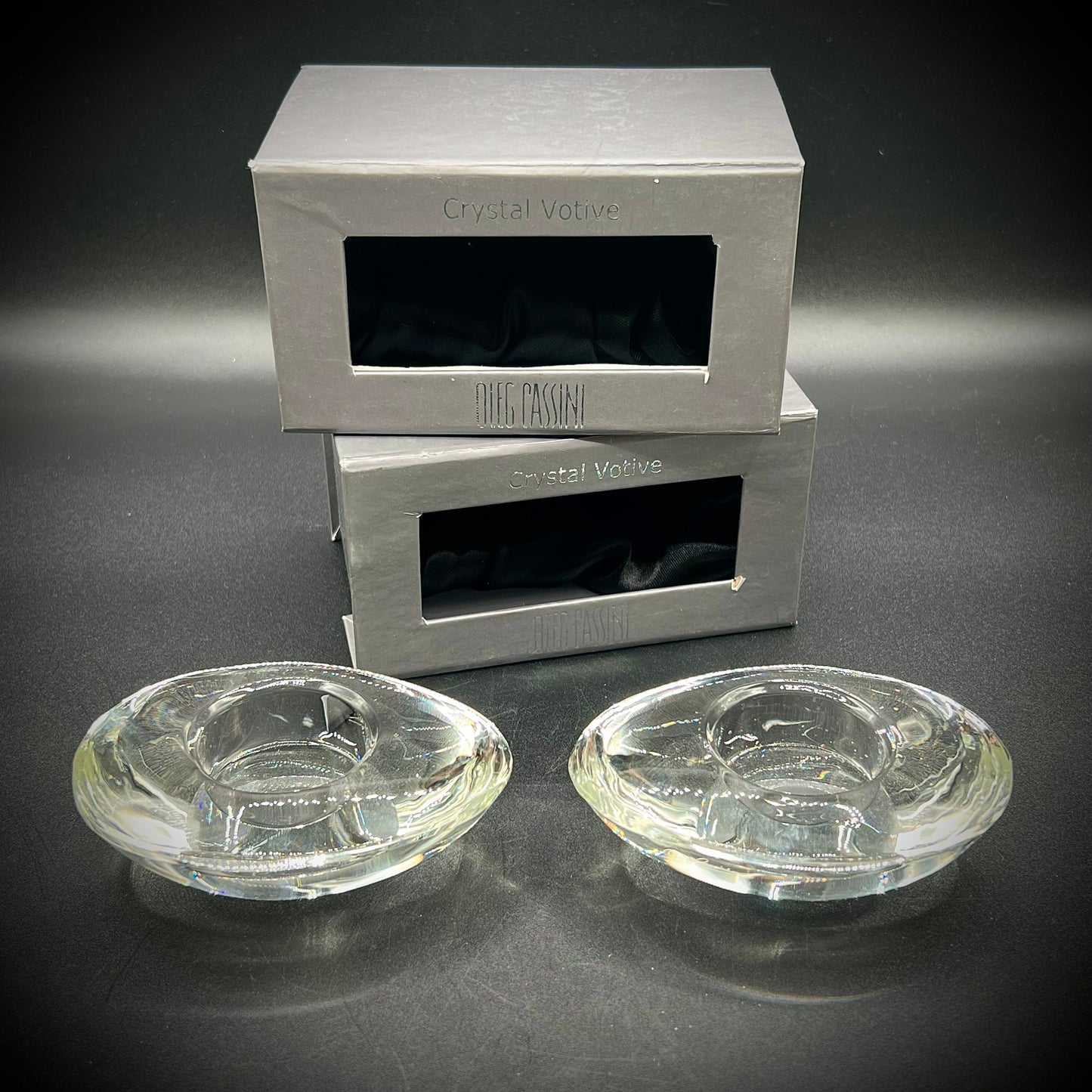Pair of Oleg Cassini Crystal Votives