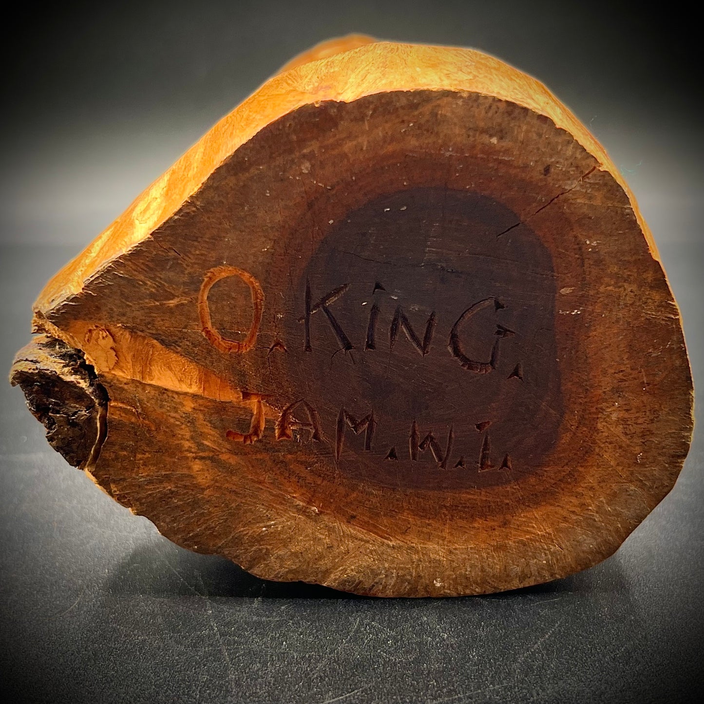 1940s Carved Wood African Head Signed "King"