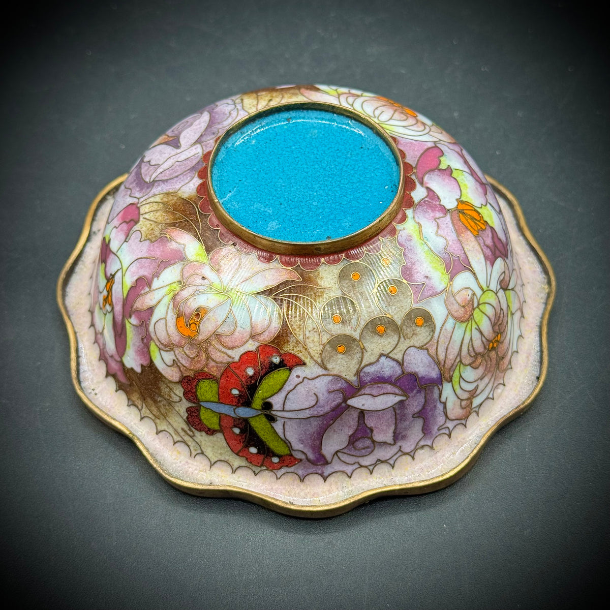 Cloisonné Lotus & Butterfly Motif Bowl
