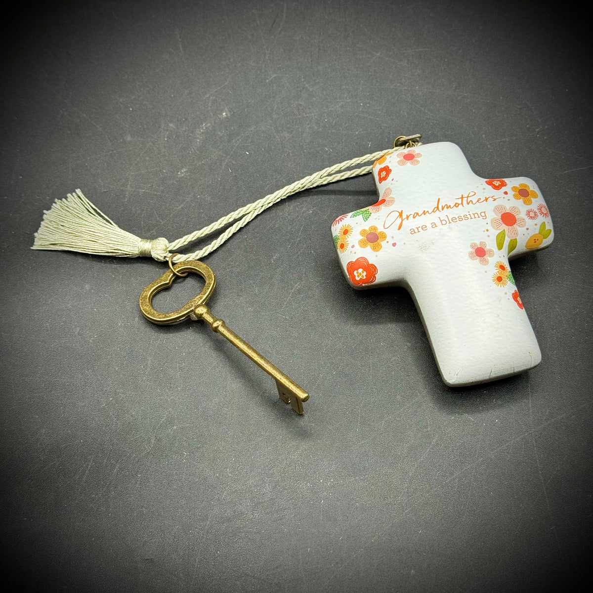 Artful Cross "Grandmothers Are A Blessing" Heart, Key & Tassel