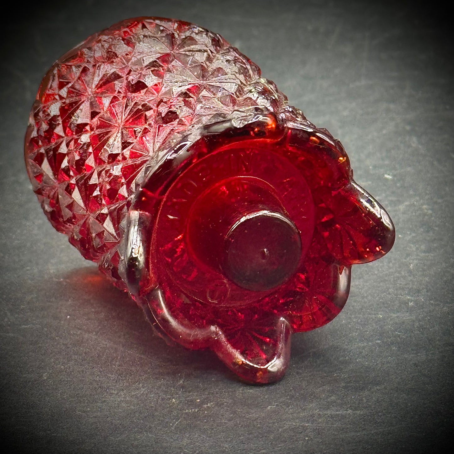 Vintage Cadmium Glowing Ruby Red Toothpick Holder