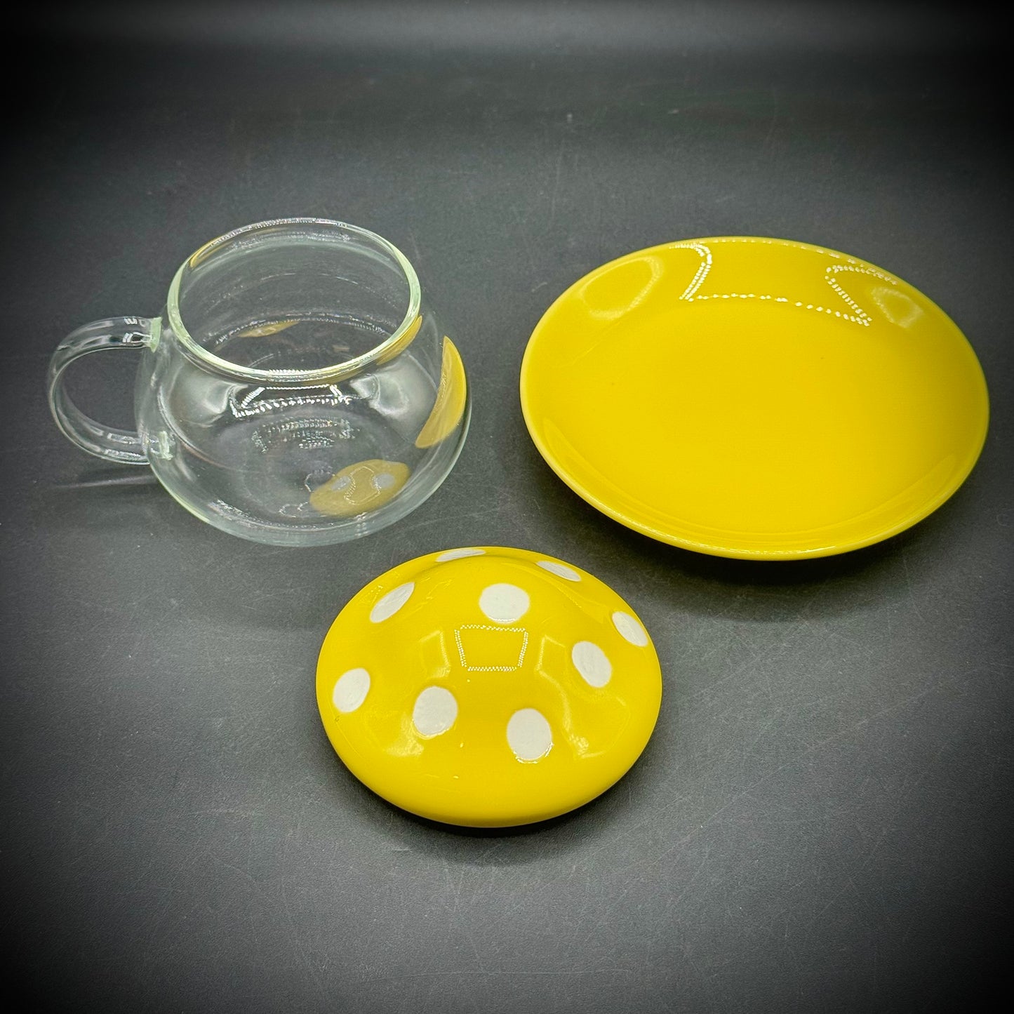 Whimsical 3-Piece Mushroom Lidded Tea Set