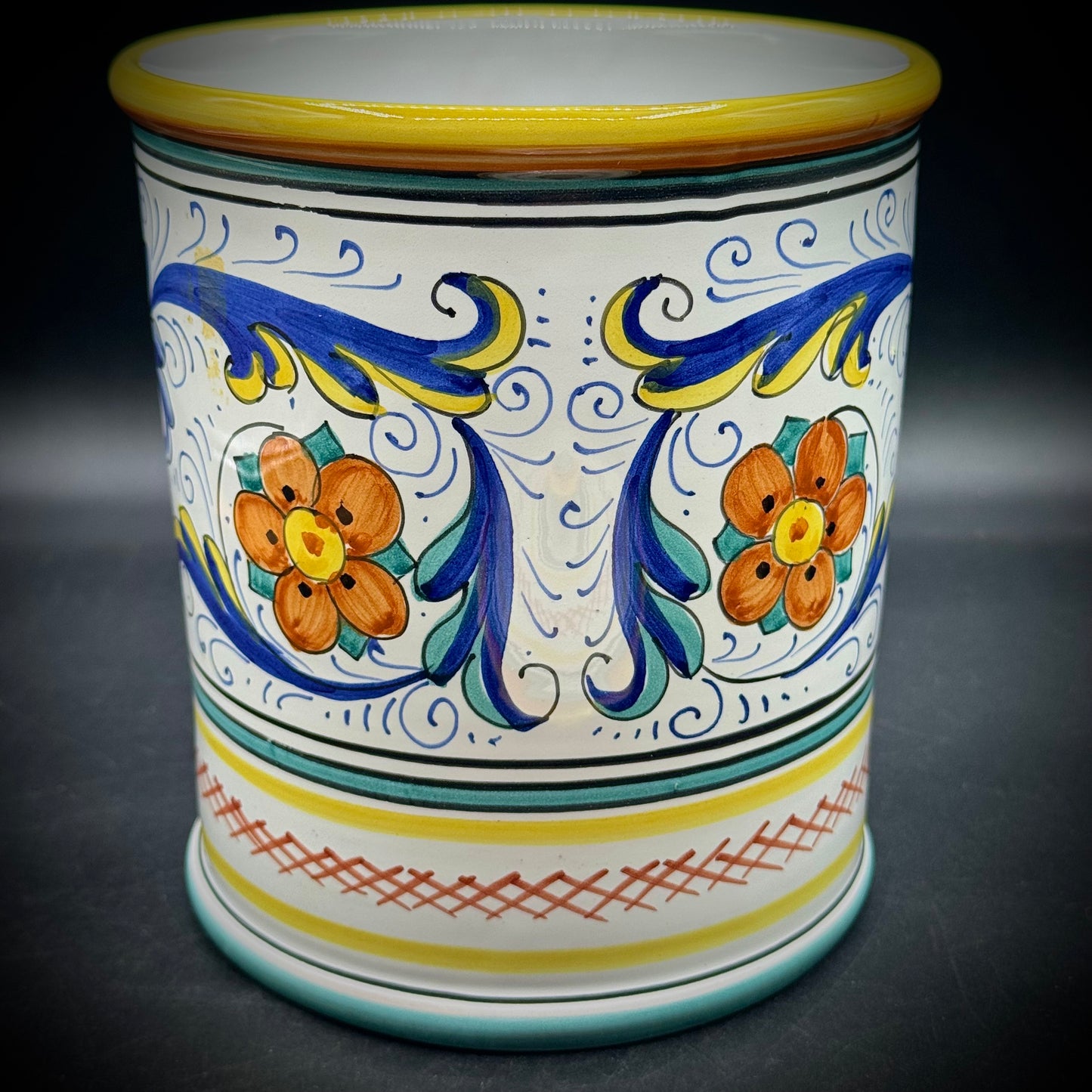 Deruta Italian Ceramic Lidded Biscotti Container