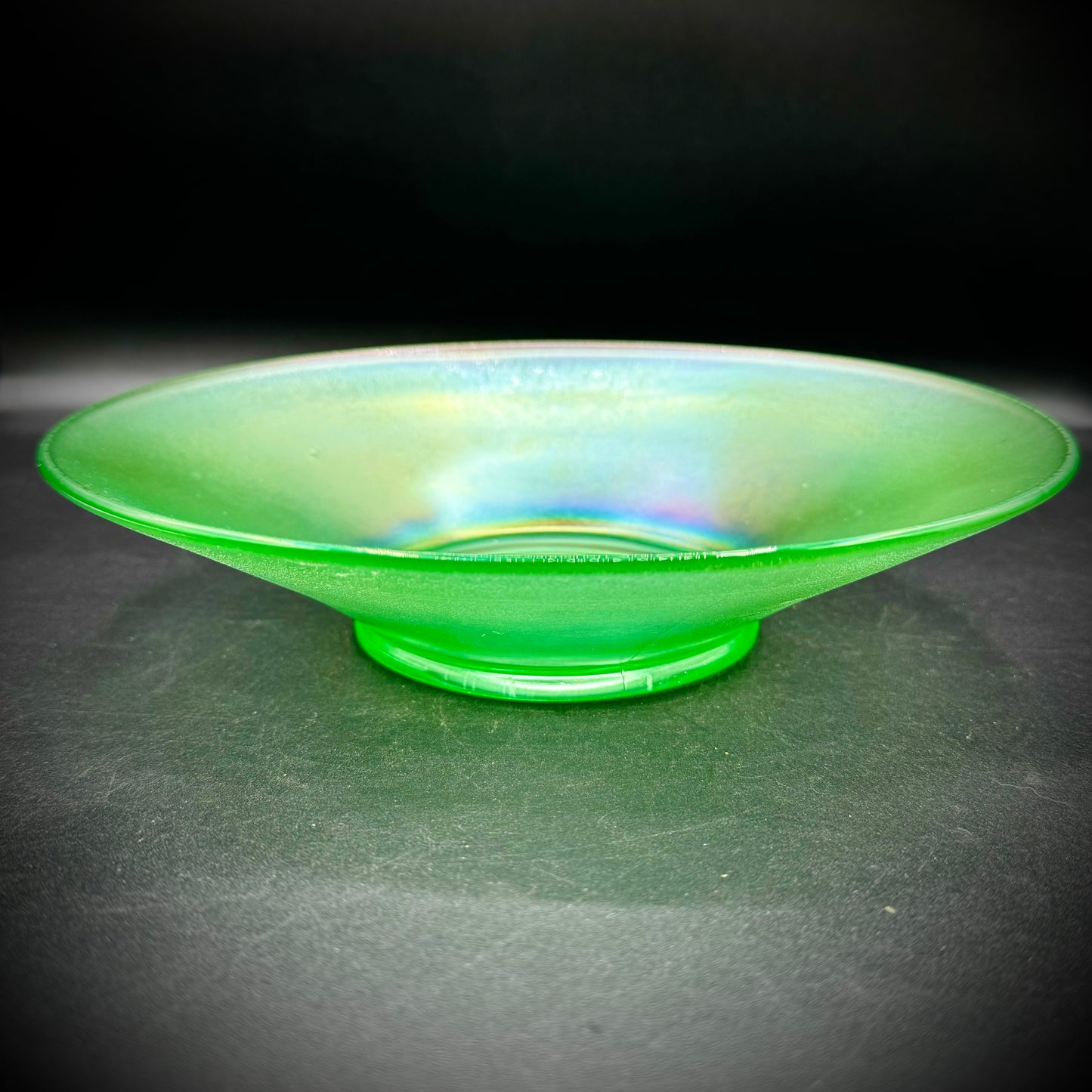 Opalescent Green Uranium Glass Bowl