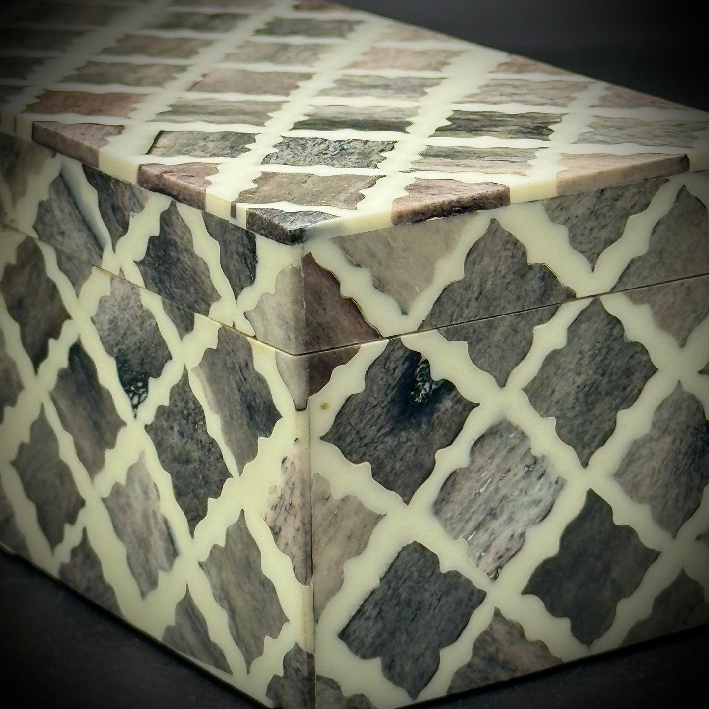 Stunning Mela Carved Bone Lidded Box - Made in India