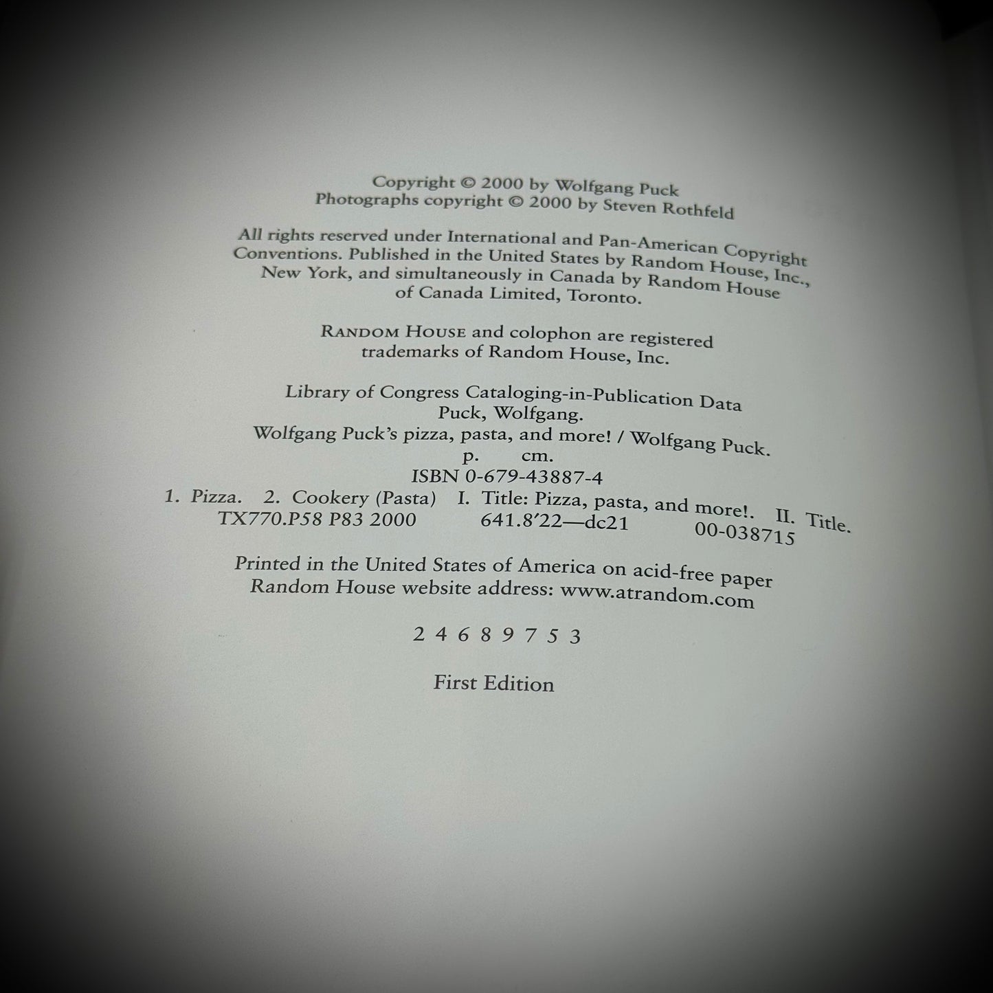 2000 First Edition Signed Wolfgang Puck Cookbook