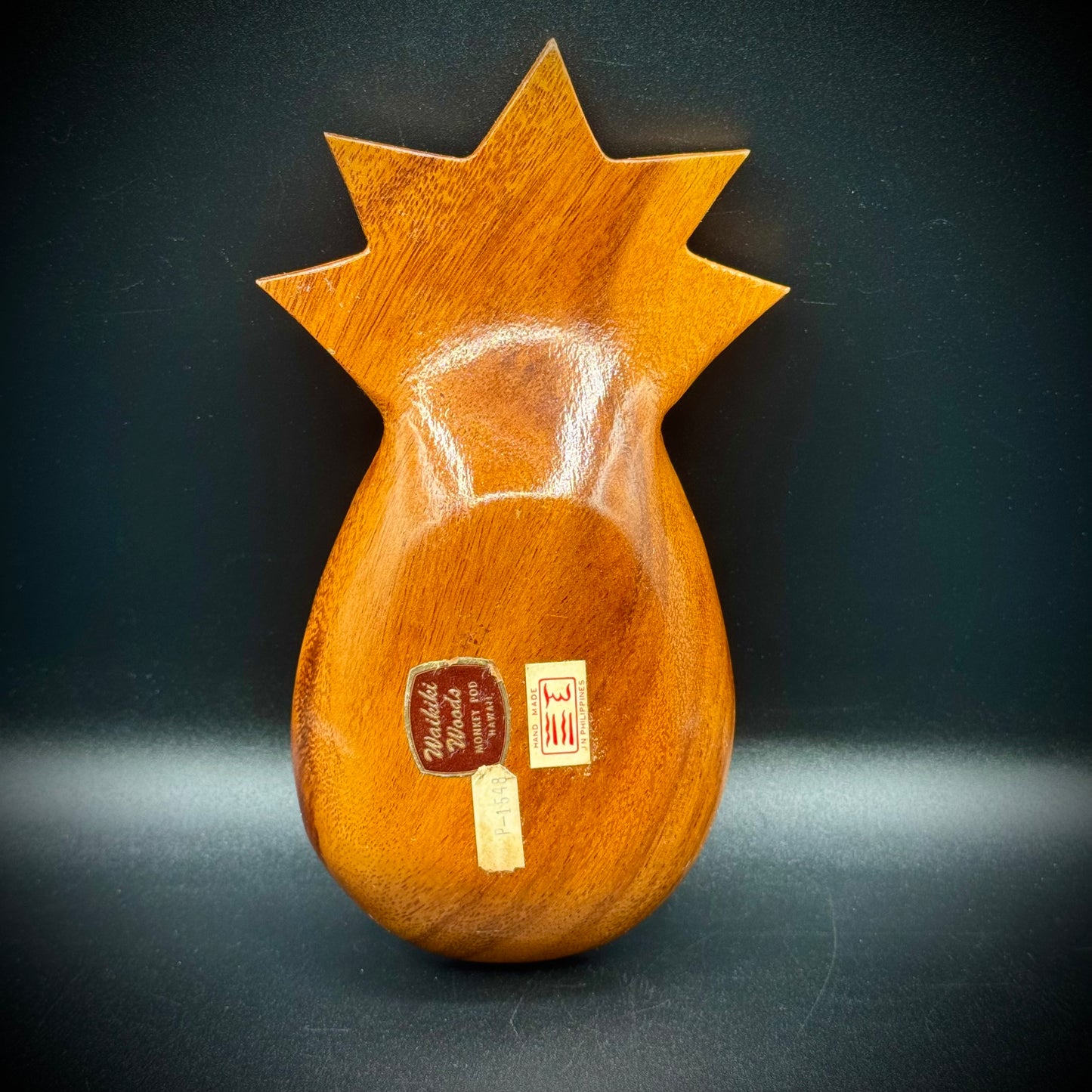 Vintage Waikiki Woods Hawaii Carved Monkey Pod Pineapple Dish