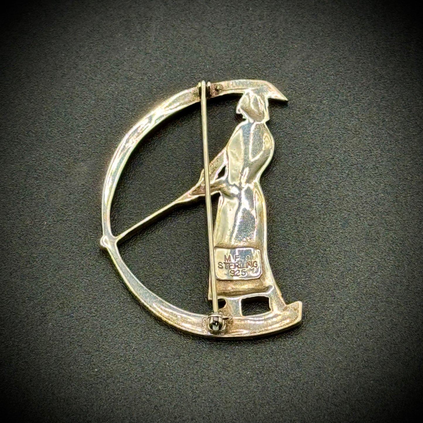 Vintage Art Nouveau MFA Sterling Silver Female Golfer Pin/Brooch