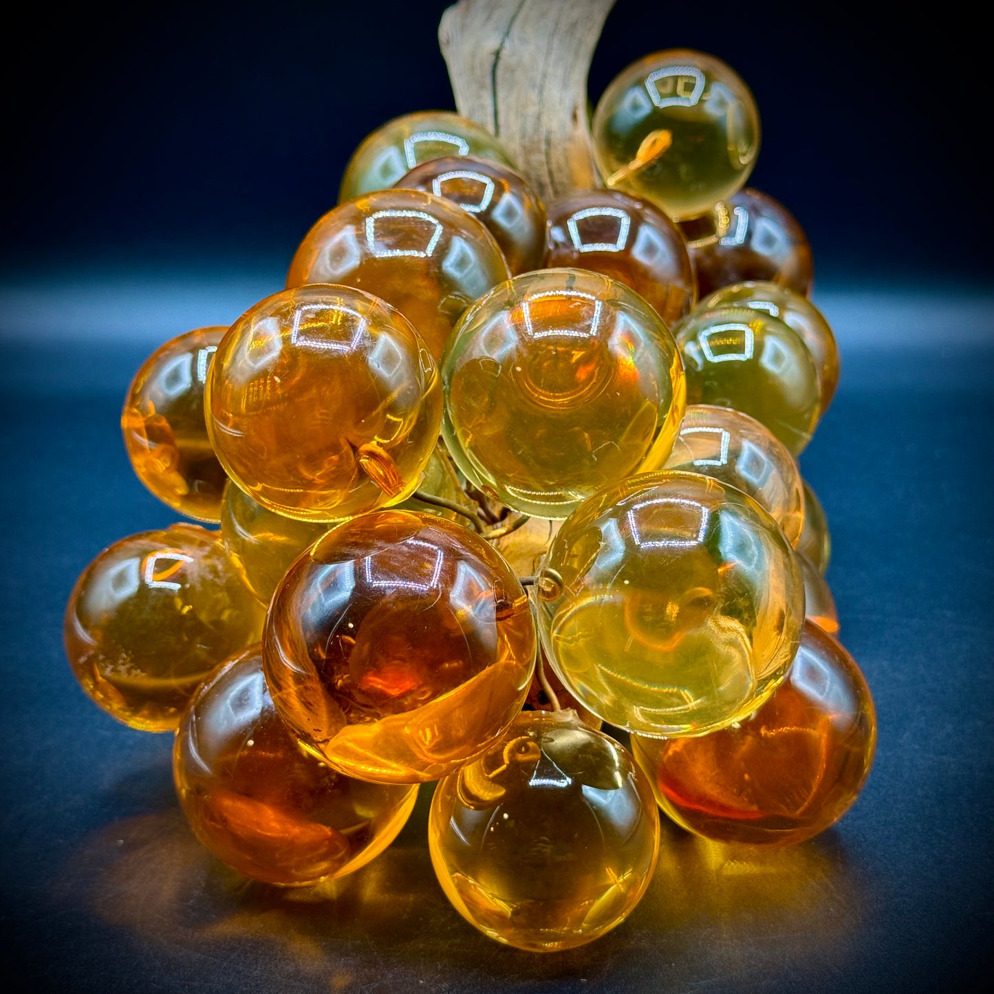 Vintage MCM Lucite Large Glowing Grape Cluster Sculpture