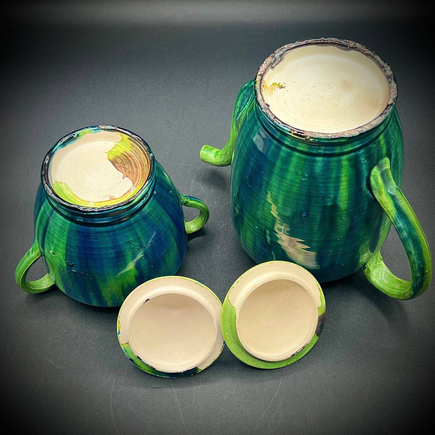 Antique Pottery Tea Pot & Sugar Set