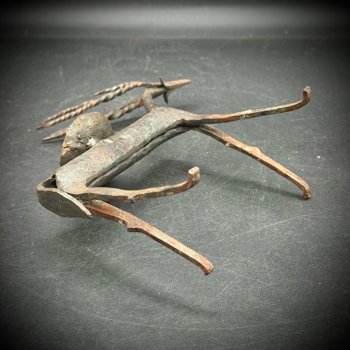 Vintage Brutalist Antelope Wrought Iron Candleholder