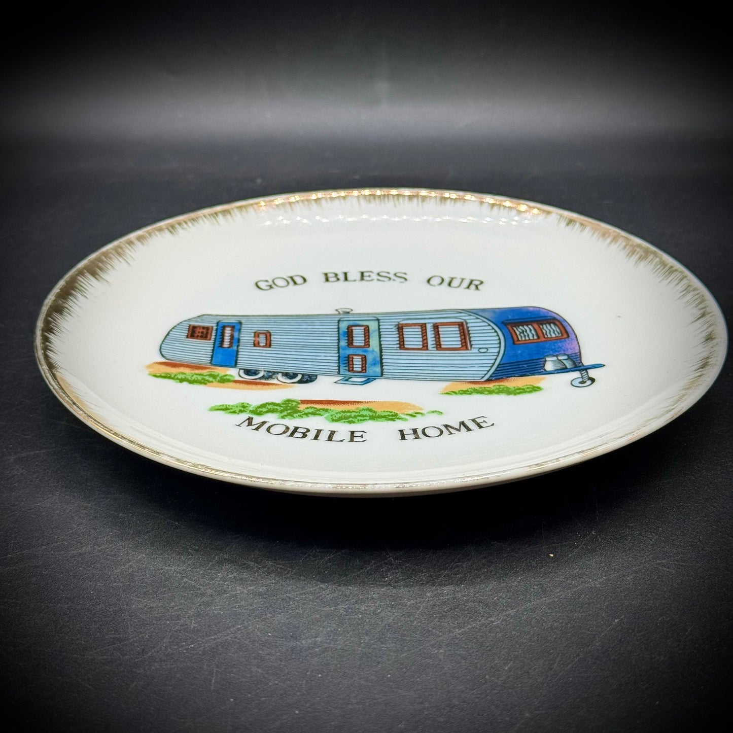 Vintage Kitsch "God Bless Our Mobile Home" Plate