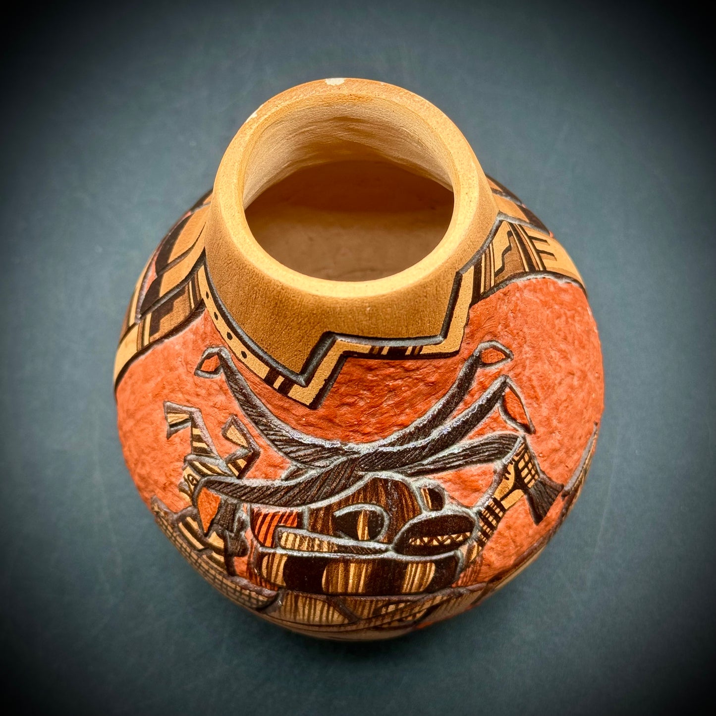 Vintage Native American Hopi Incised Vase by Marty & Elvira Nampeyo