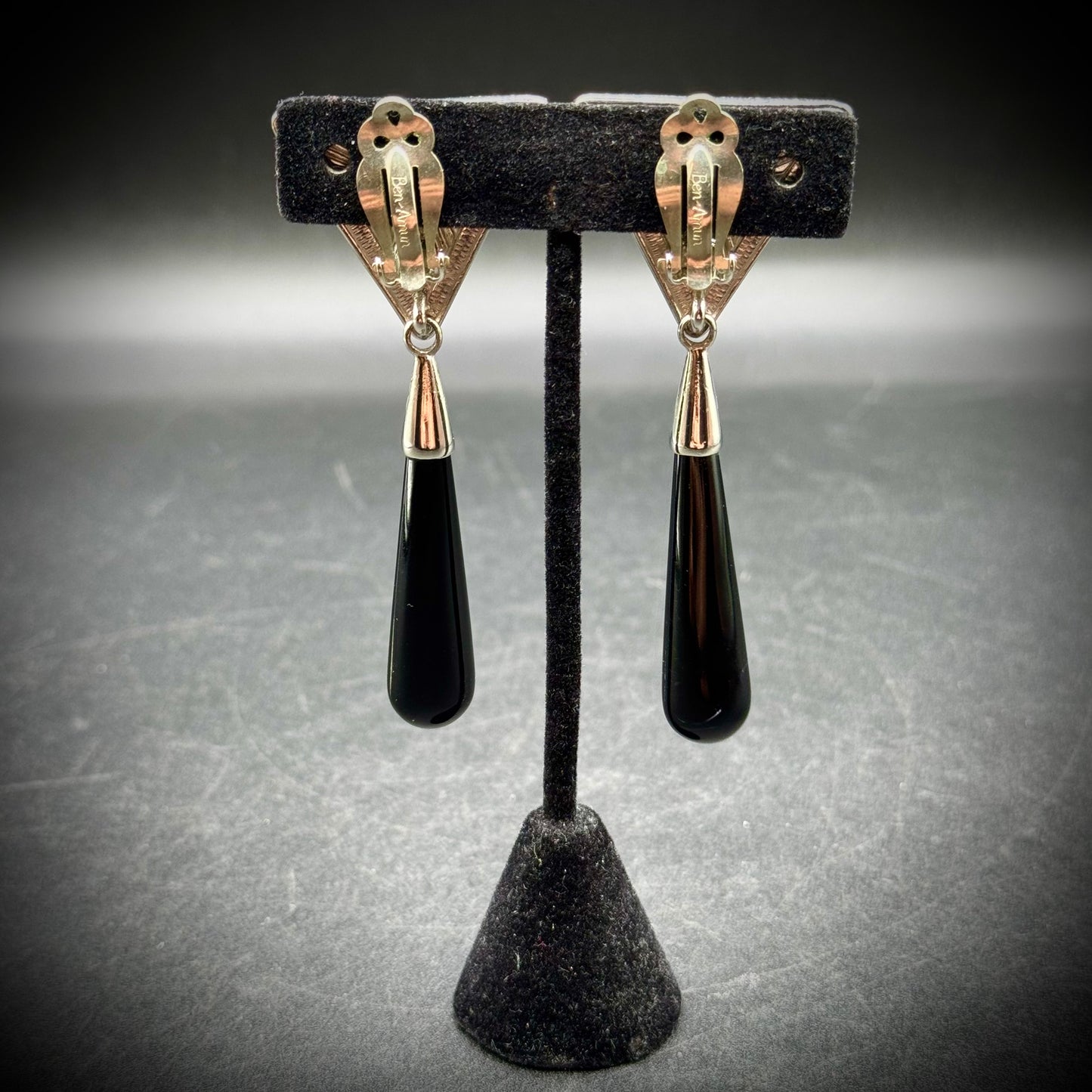 Vintage Clip On Ben Amun Deco Inspired Earrings