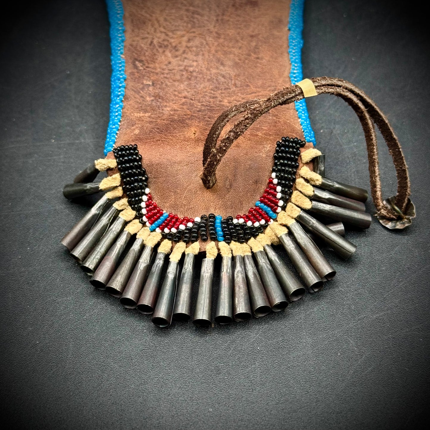 Antique Native American Beaded Hide 'Strike-A-Light' Bag