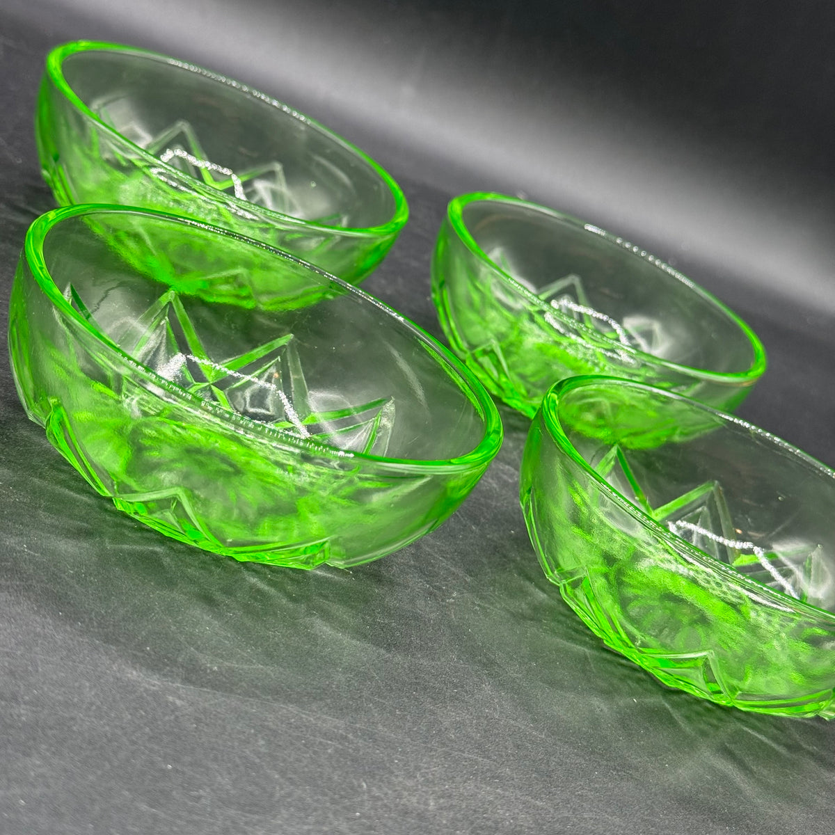Set of 4 Vintage Anchor Hocking Uranium Glass Bowls #2