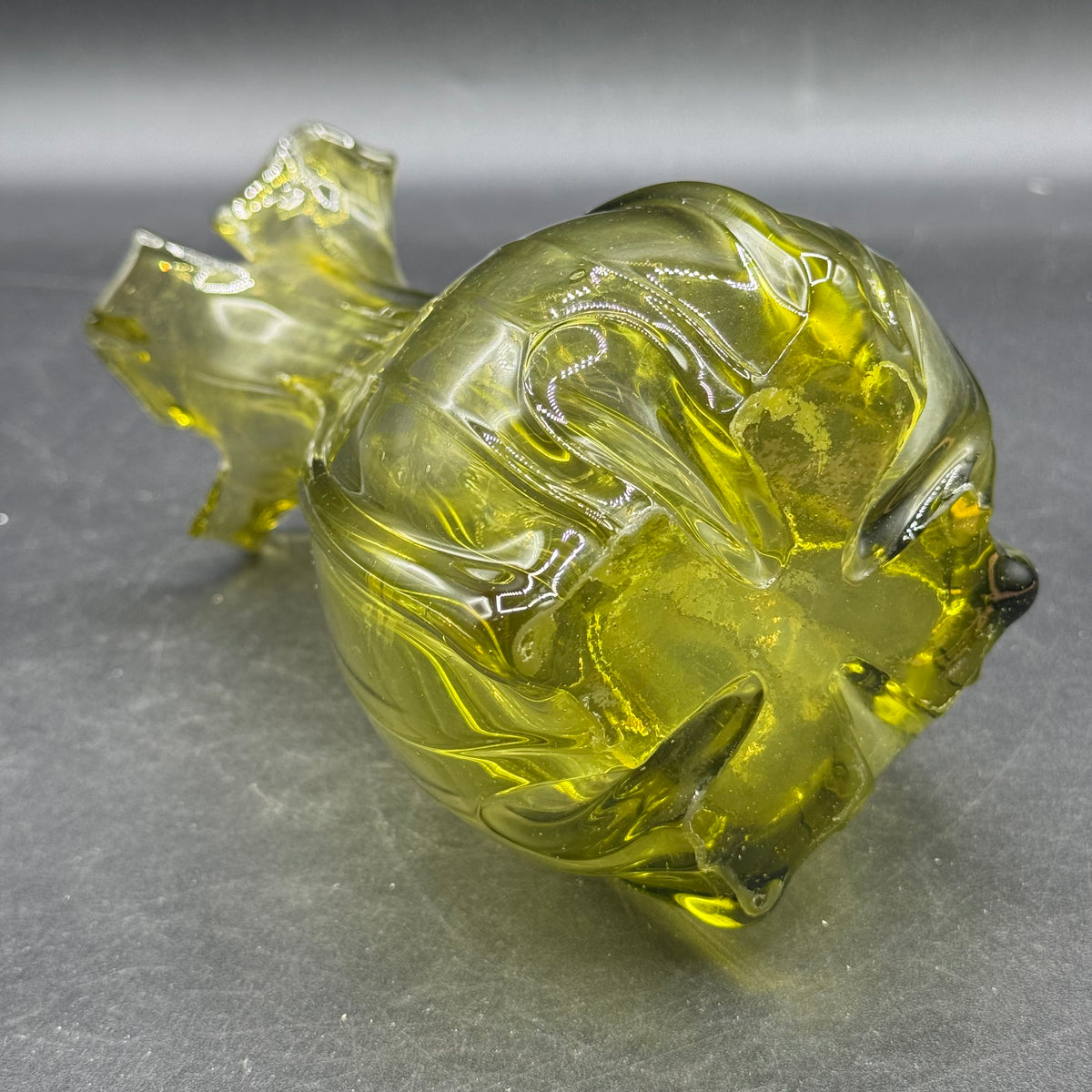 Vintage Avocado Green Small Swung Vase