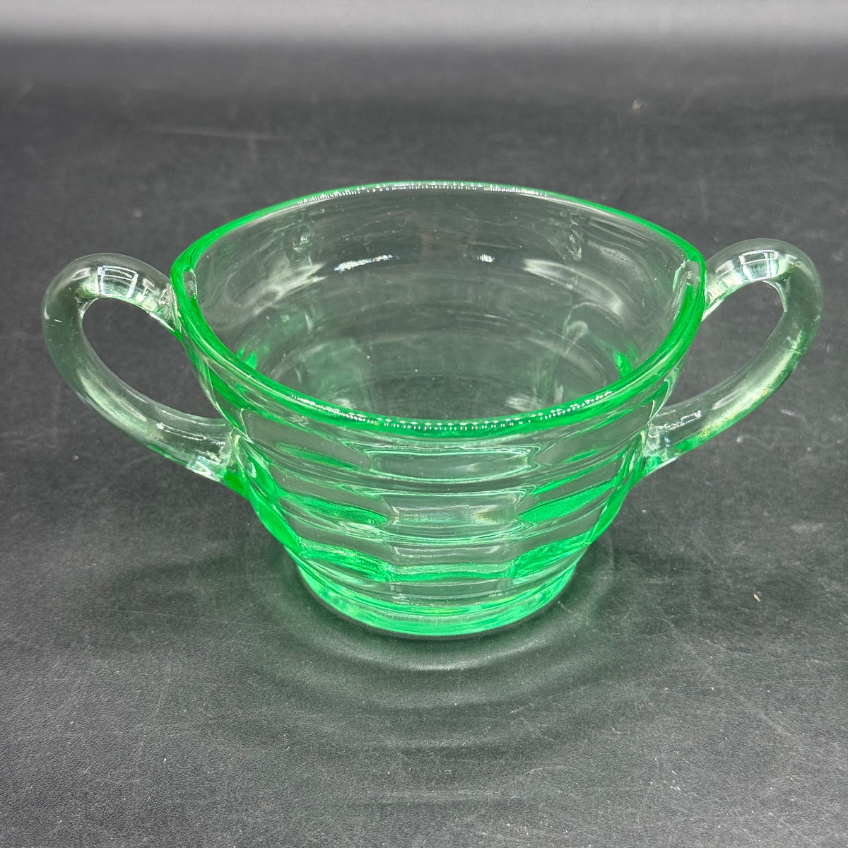 1930s Art Deco Uranium Glass Sugar and Creamer