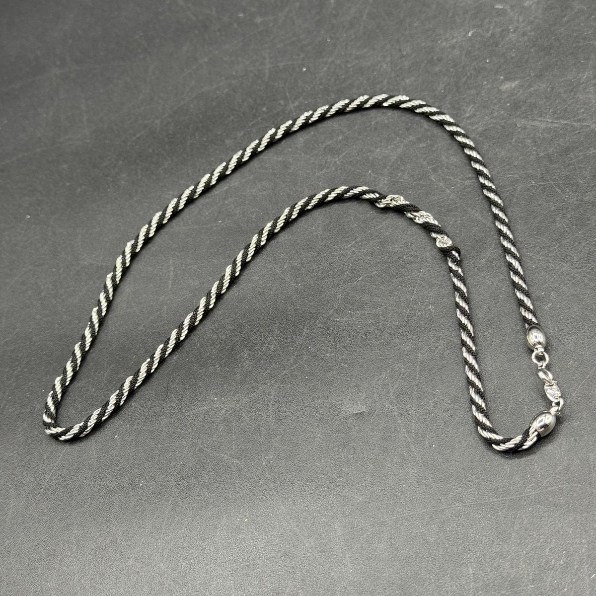 Vintage Trifari Silver & Metal Braided Rope Necklace