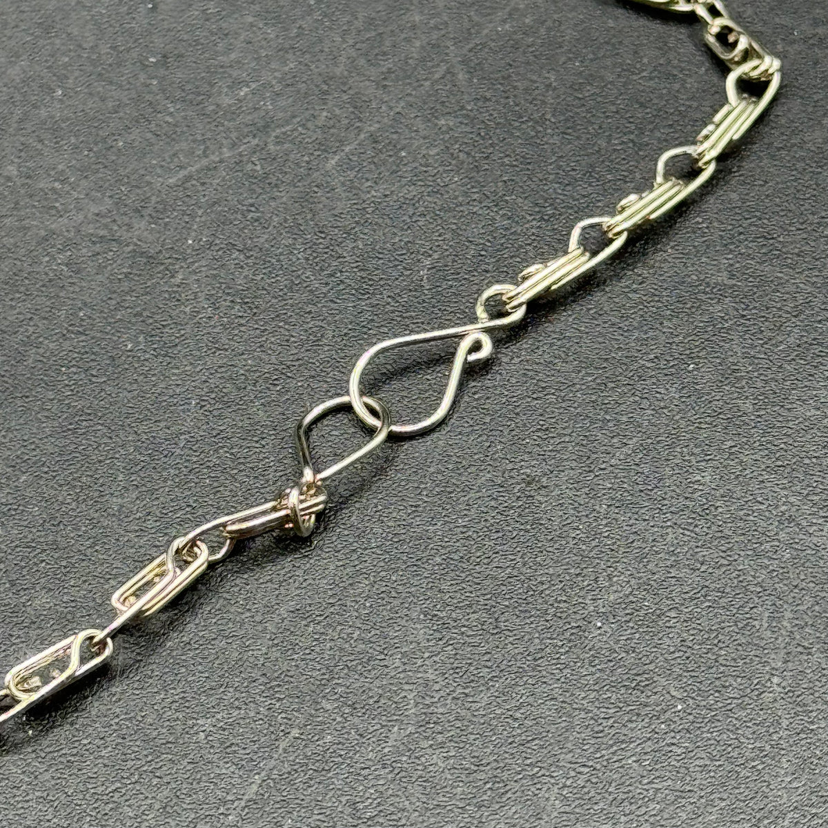 BoHo Chic Silver Metal Necklace with Green Malachite Accents