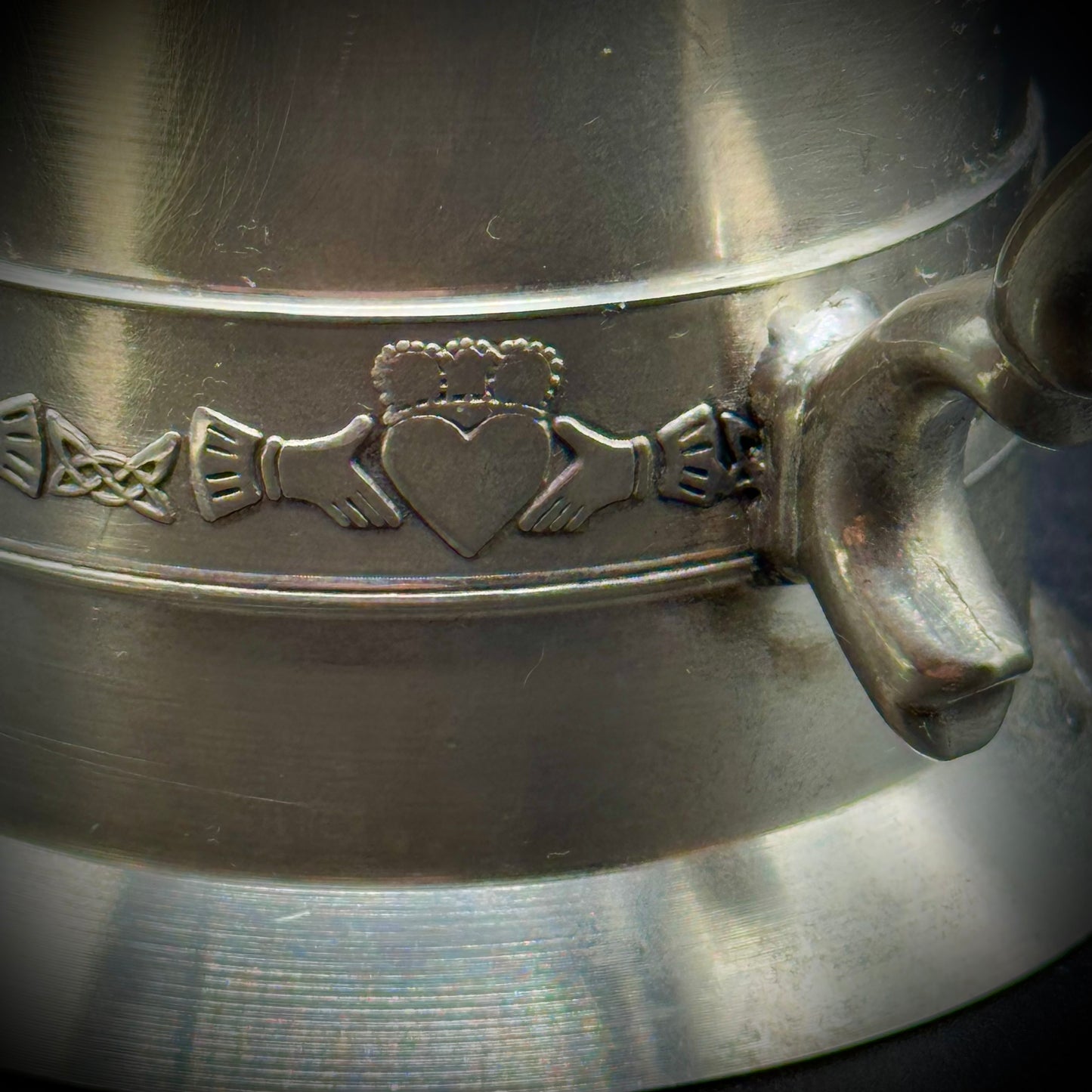 Mullinger Ireland Heavy Pewter Claddagh Strips Tankard