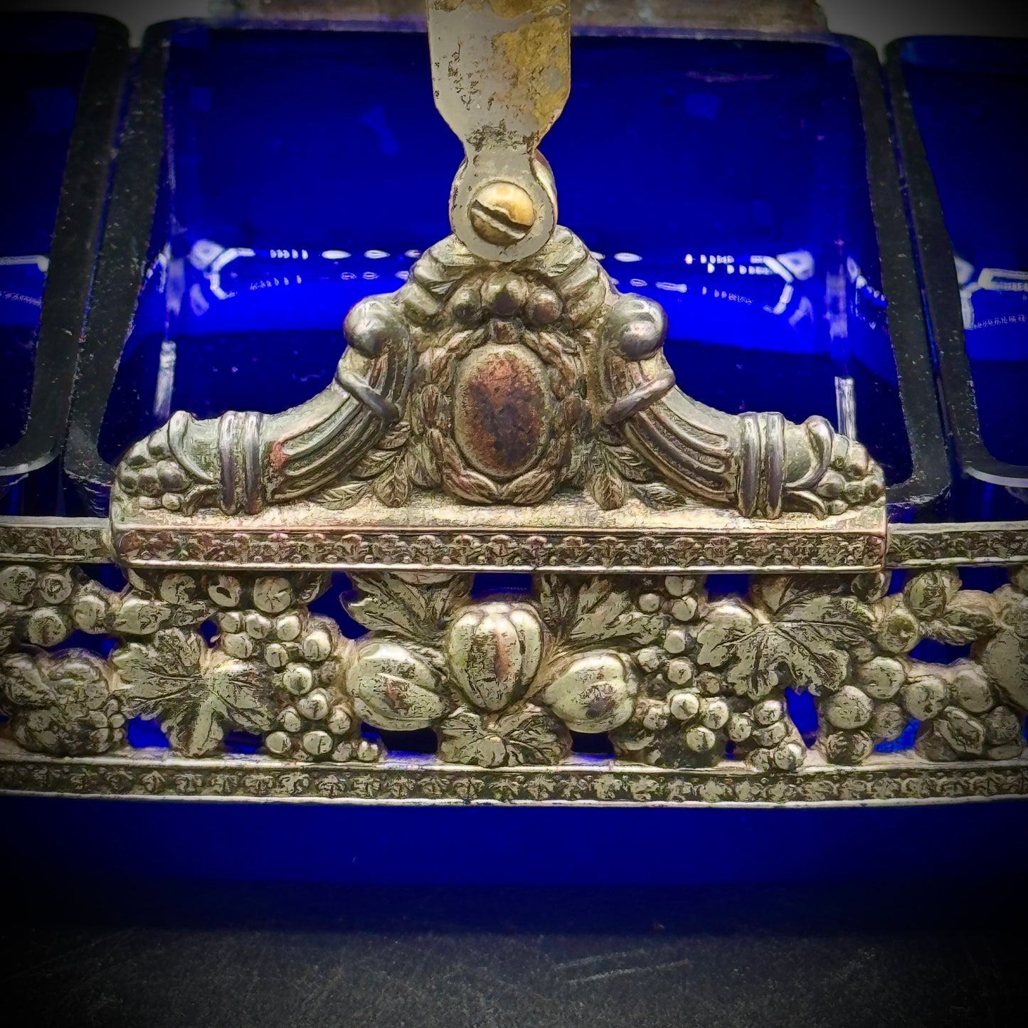 Vintage Cobalt Blue Footed Jardinier