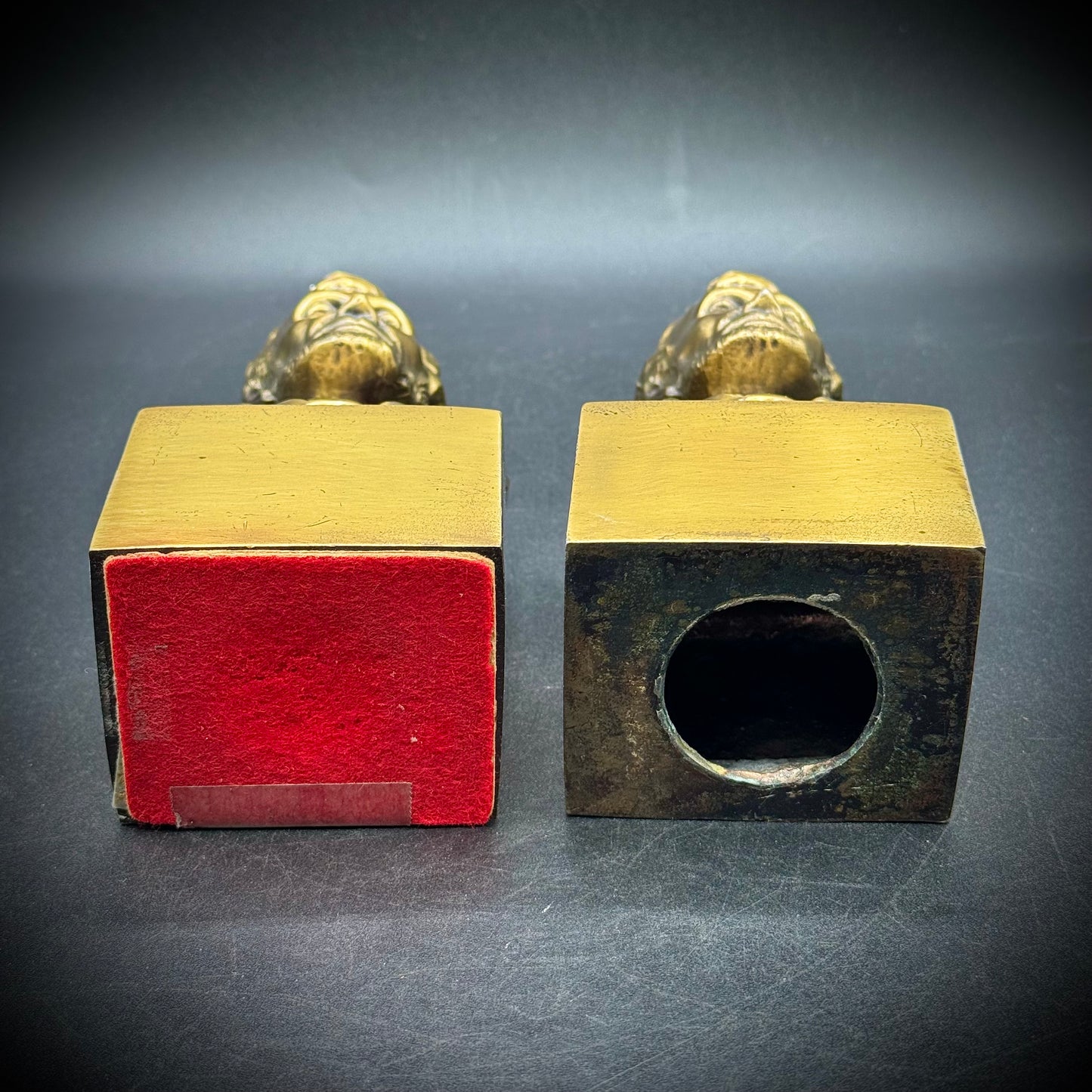 Pair of Vintage Heavy Bronze Abraham Lincoln Bust Bookends