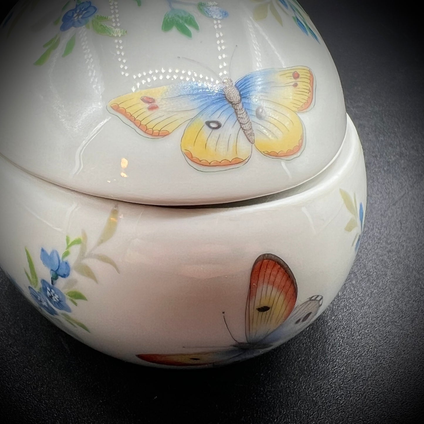 Pair of Limoges Butterly Egg Lidded Porcelain Boxes
