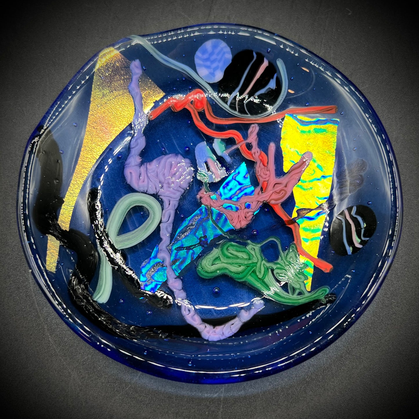 Colorful Fused Art Glass Plate