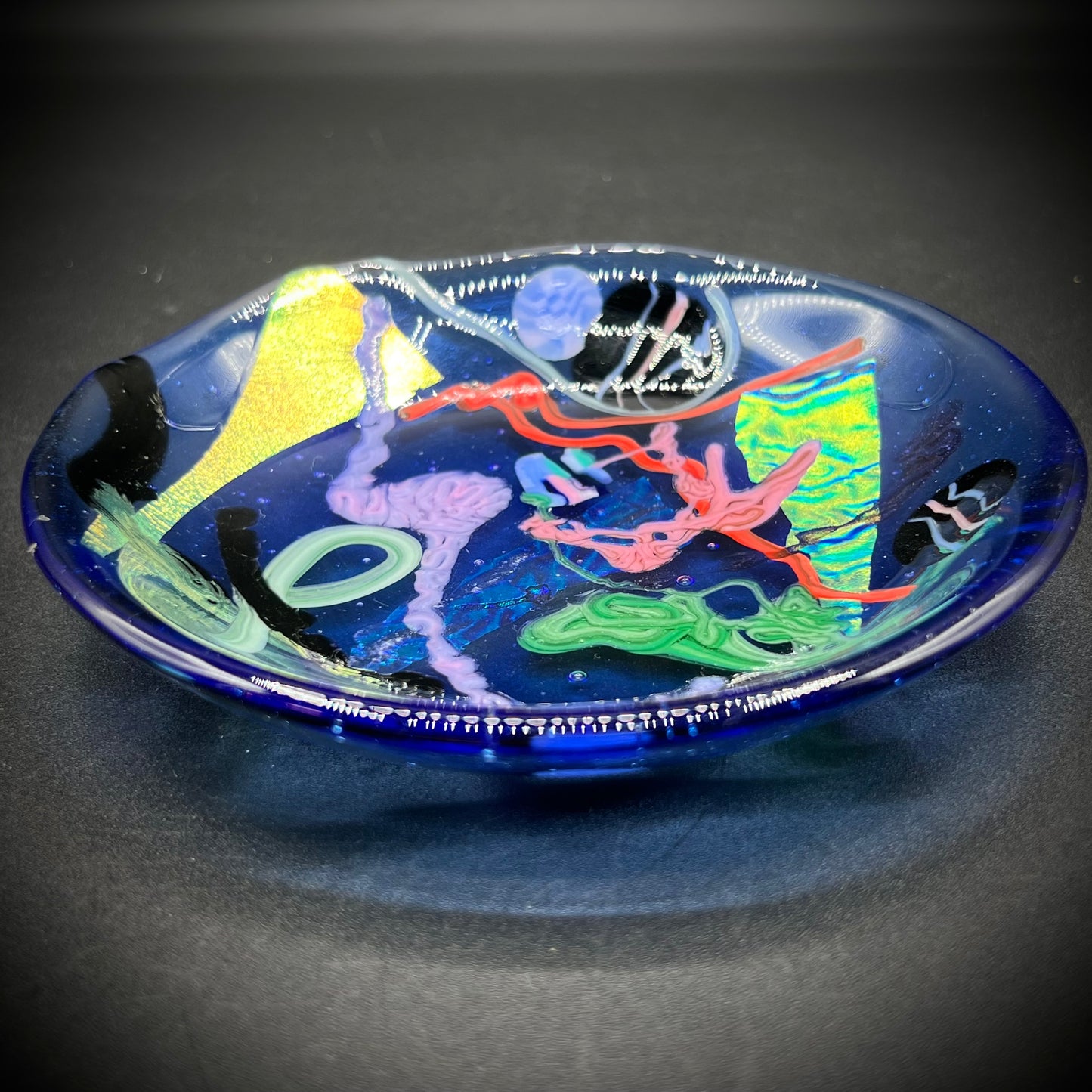 Colorful Fused Art Glass Plate