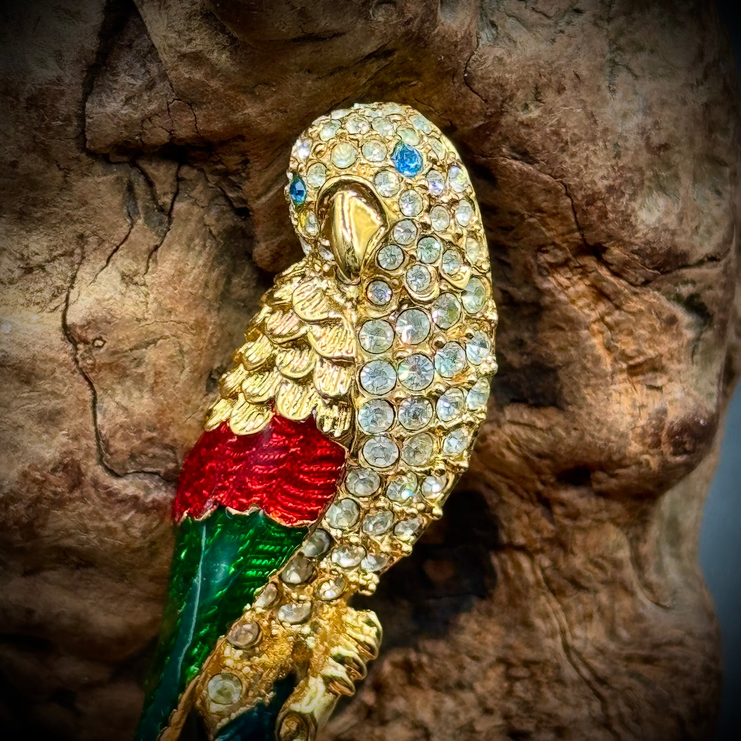 Vintage Giorgio Macaw Parrot Enamel & Rhinestone Brooch