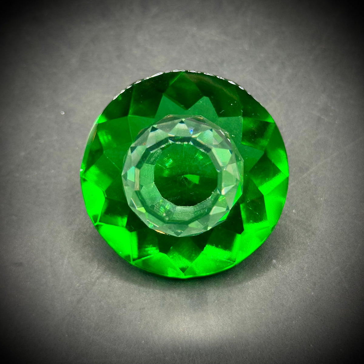 Cut Crystal Green & Clear Mushroom Figurine