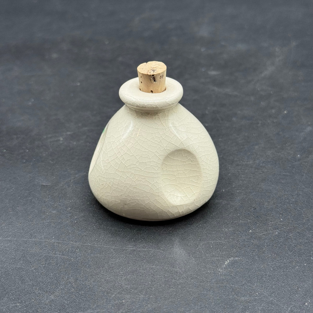 Miniature Hand Made Stoneware Bottle with Cord