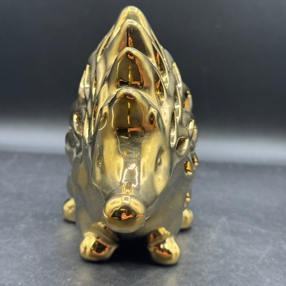 Gold Tone Hedgehog Votive
