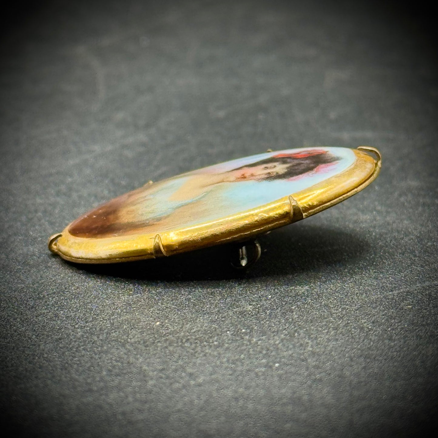 Antique Hand Painted Brooch with Stunning Portrait
