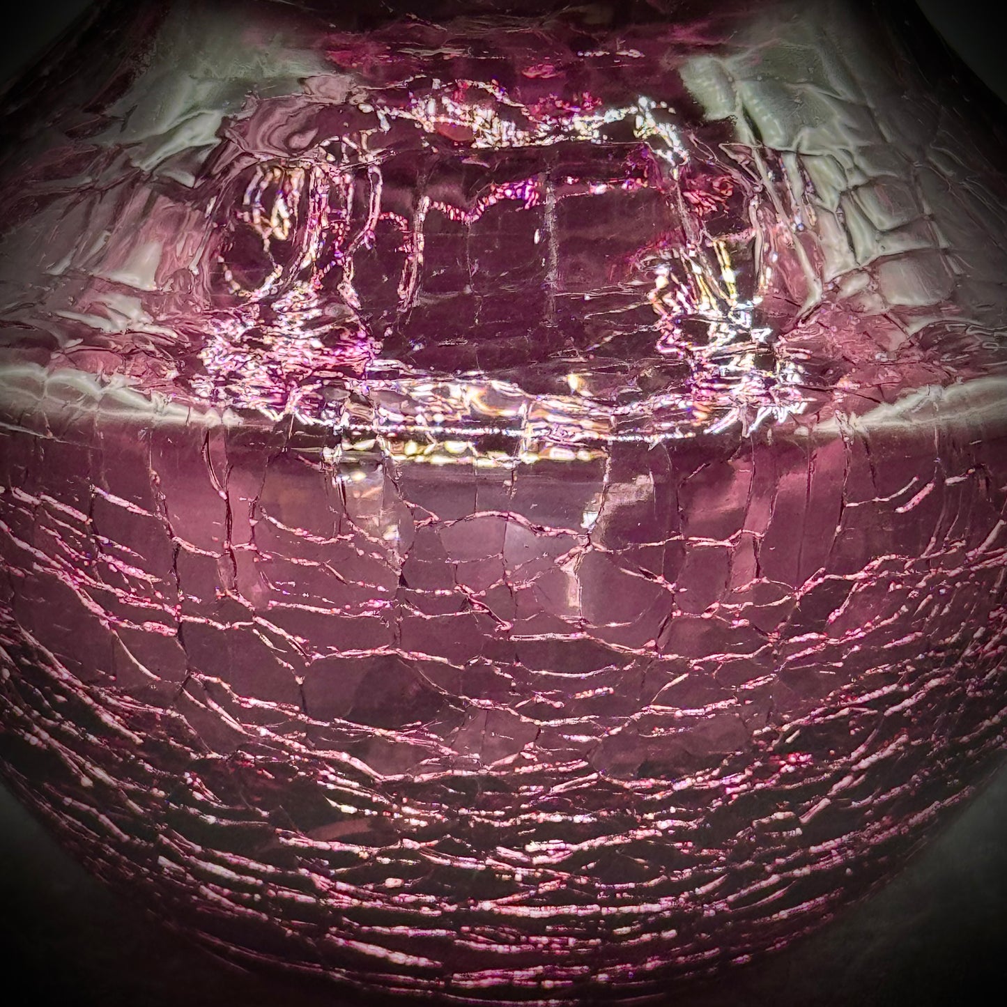 Vintage Dark Purple Crackle Glass Handled Pitcher