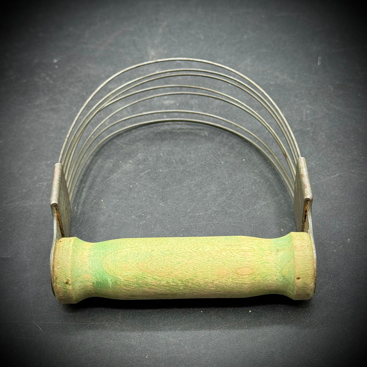 Vintage Green Wood Handle Metal Rapid Shortening Mixer