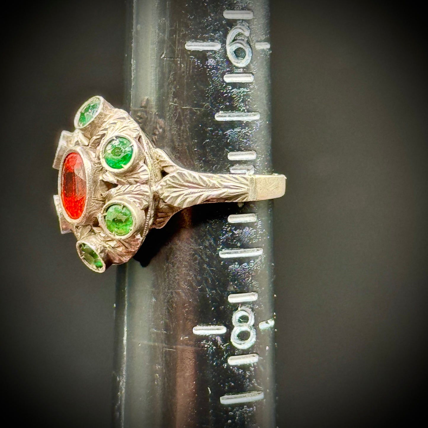 .925 Sterling Silver Peridot & Citrine Stone Ring
