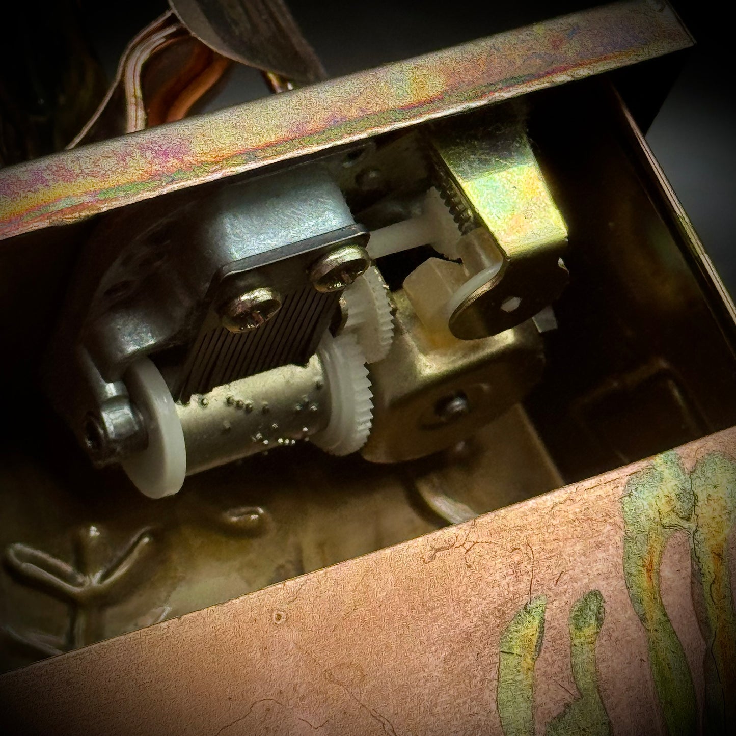 Vintage Tin & Copper Piano and Base Music Box "The Entertainer"