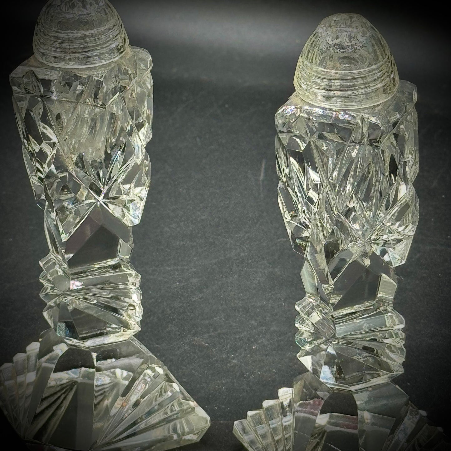 Vintage Ornate Cut Glass S&P