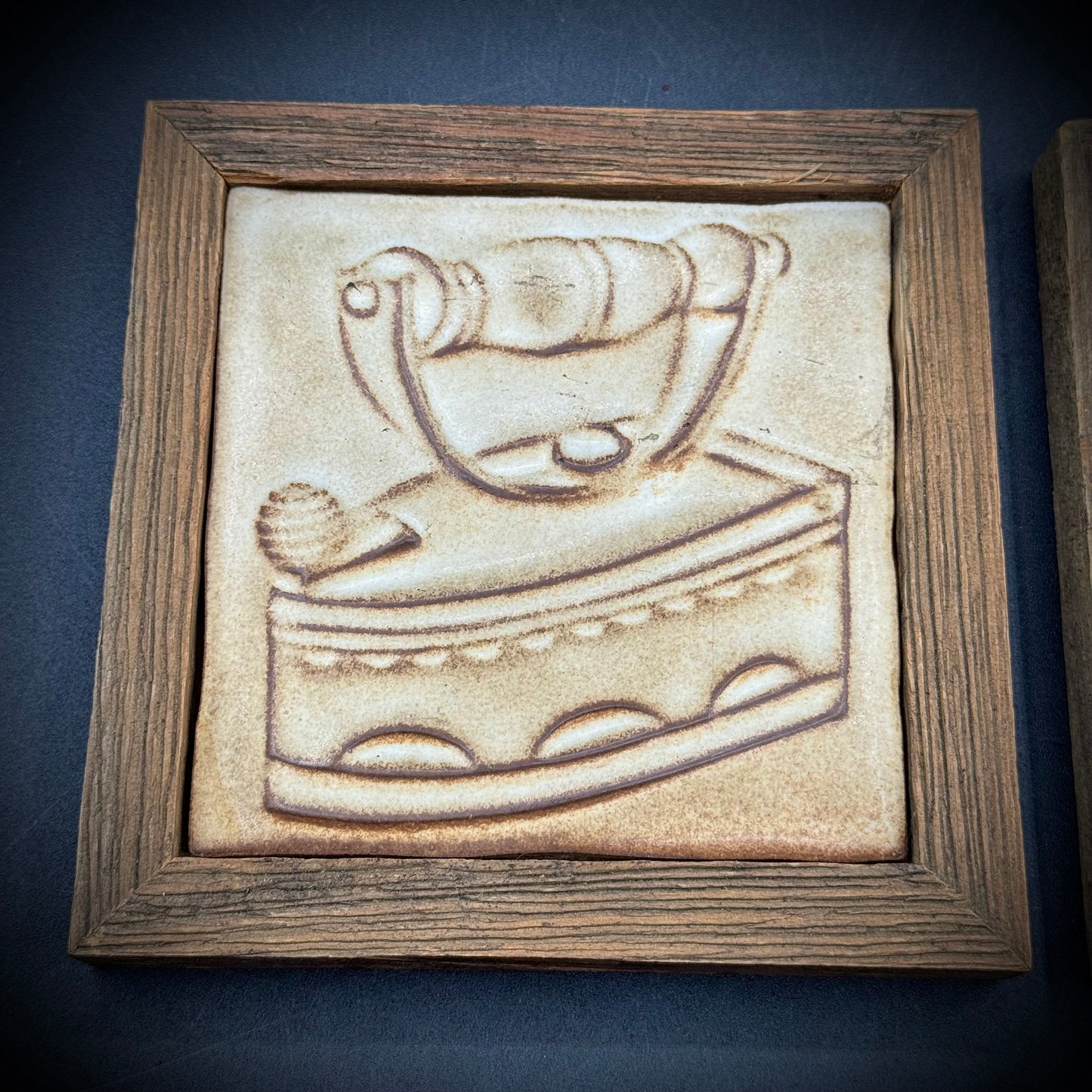Pair of Vintage Villeroy & Boch Wood Framed Tiles