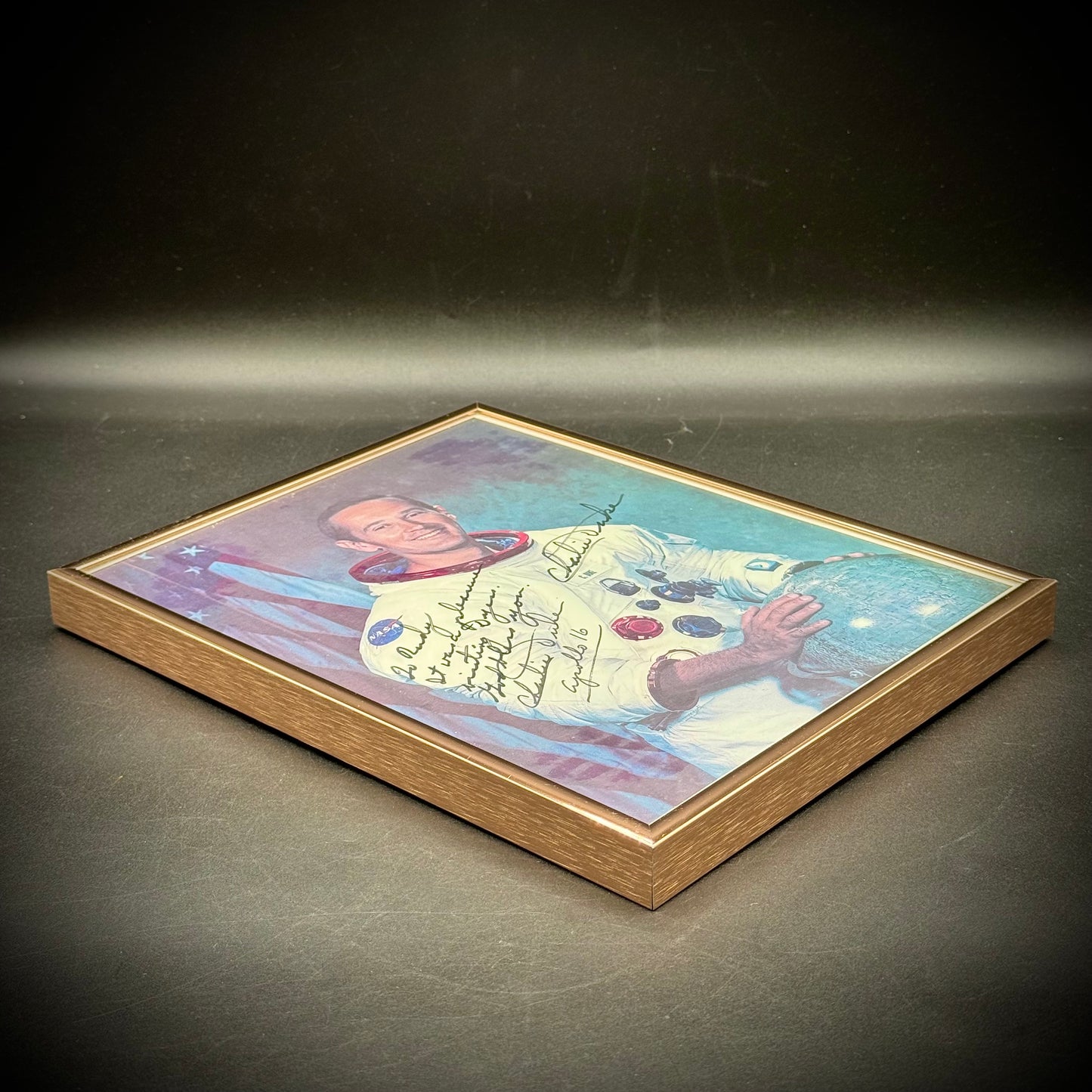 Framed Apollo 16 Moonwalker Charlie Duke Double Signed Photograph