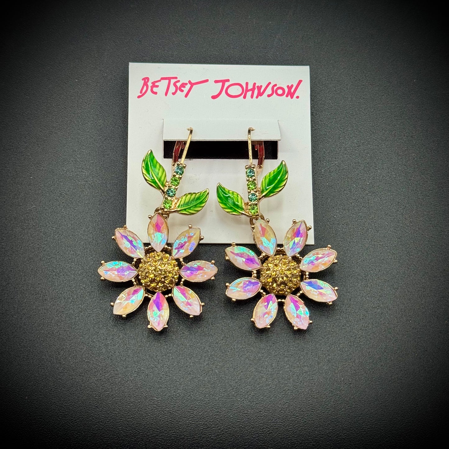 New Betsy Johnson Hanging Flower Earrings