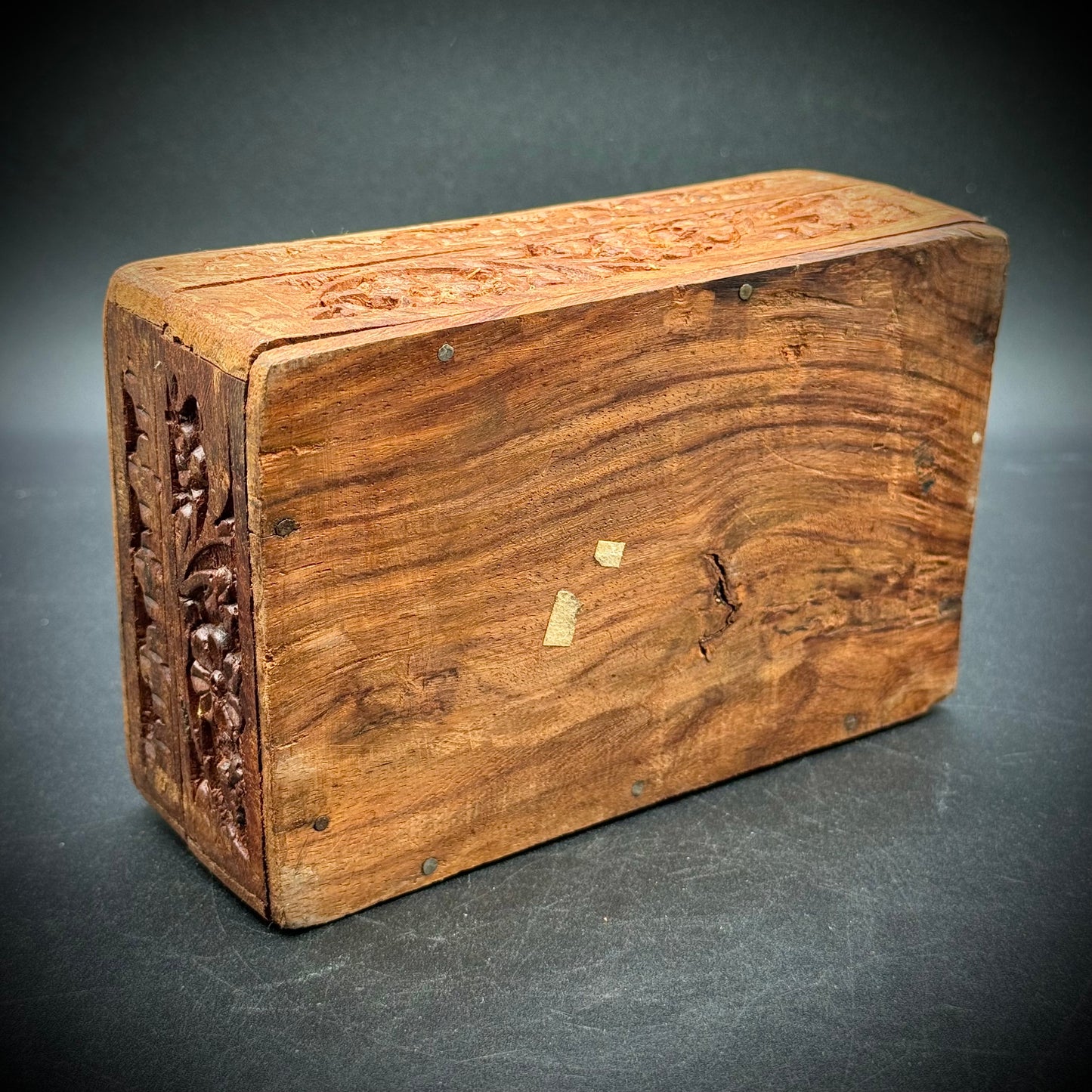 Inlaid Rosewood Carved Trinket Box - Made in India