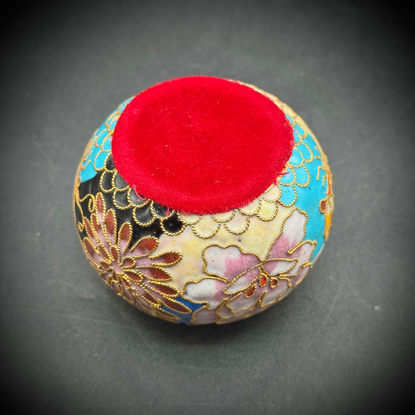 Stunning Multi-Color Cloisonné Ball with Flower & Butterfly Motif